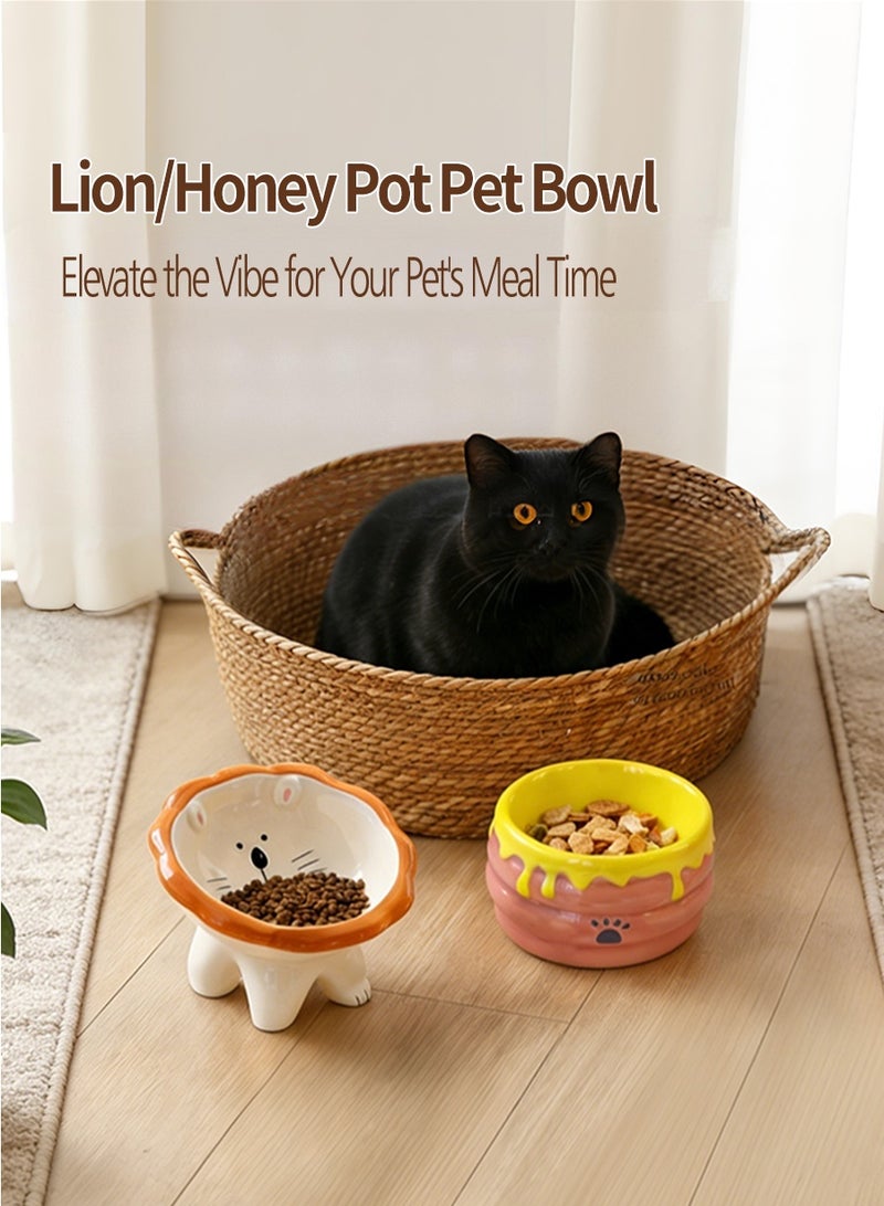 BEIRUI 2PCS Ceramic Cat Food Bowl - Anti-Vomit Elevated Feeding Dish for Cats and Small Dogs, Slip-Resistant Wide-Tilt Design, Dishwasher-Safe Pet Bowl - Image 2